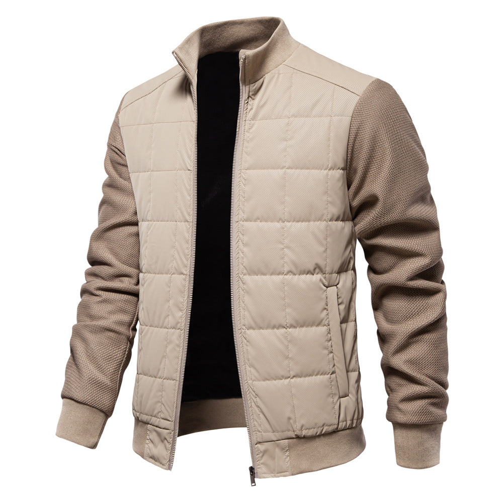 WW | Men's Winter Quilted Jacket With Ribbed Cuffs And Zipper Closure
