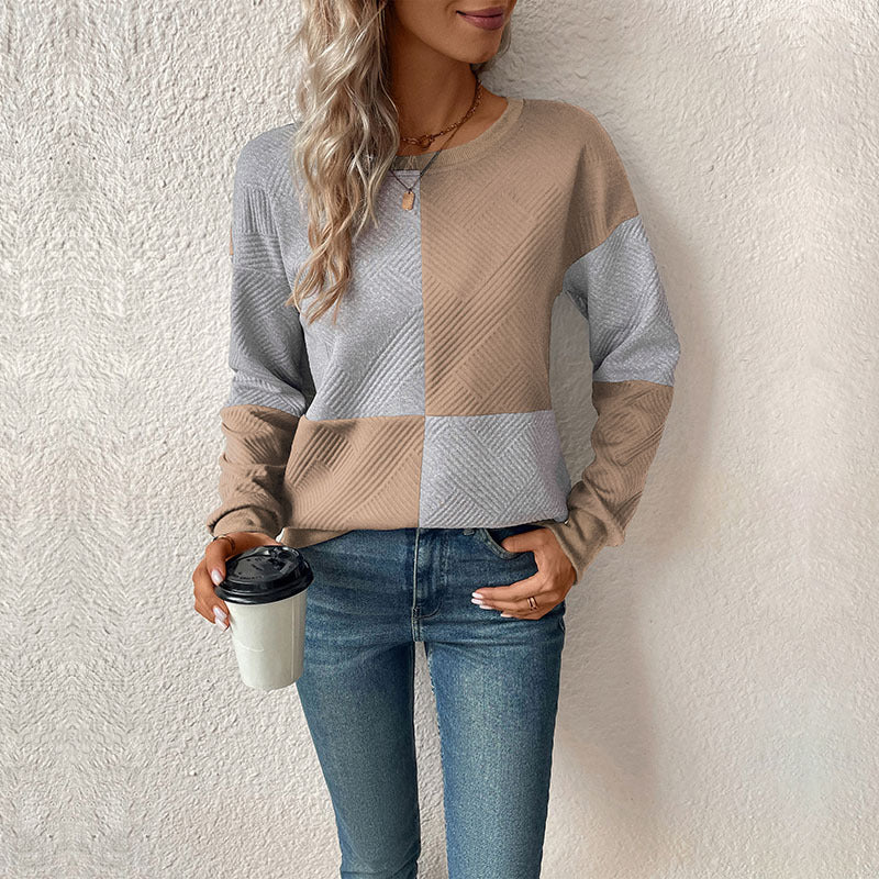 Damen lässiges Sweatshirt mit geometrischem Muster und trendigem Schnitt WW