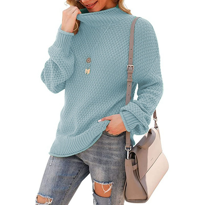 WW | Sweater - Halber Rollkragen Strickpullover - Lässiges Gemütliches Oberteil