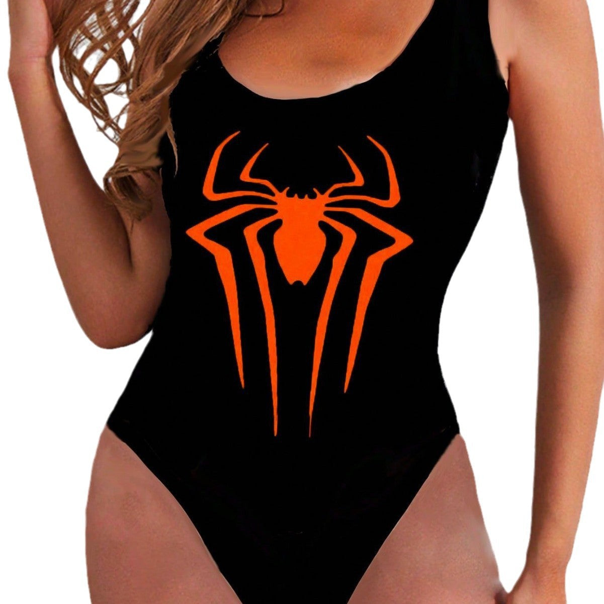 Damen Badeanzug mit stylischem Spinnenmotiv und hohem Beinausschnitt W&W