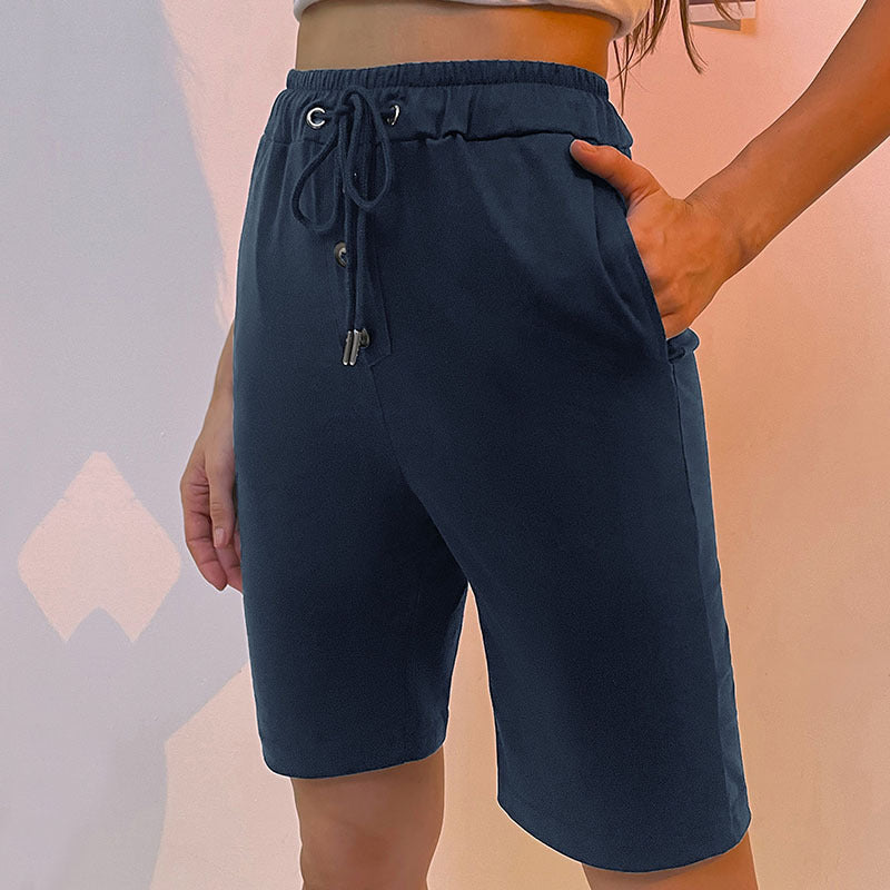 Damen sportliche Shorts mit elastischem Bund und seitlichen Taschen WW