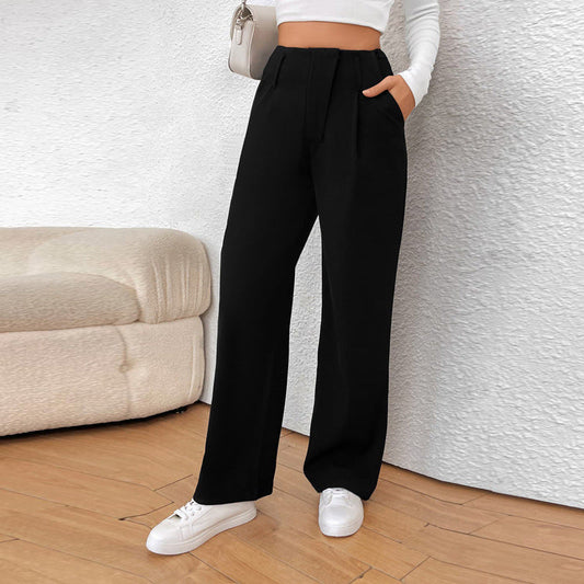 Damen weite Anzughose mit eleganter Faltenlegung und hohen Taschen WW