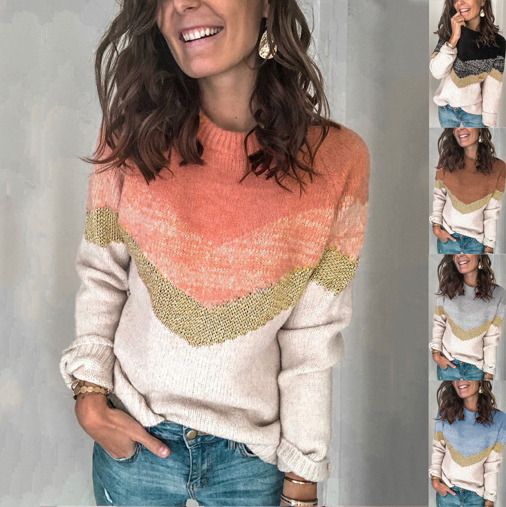 Women's patterned sweater with graphic knit design