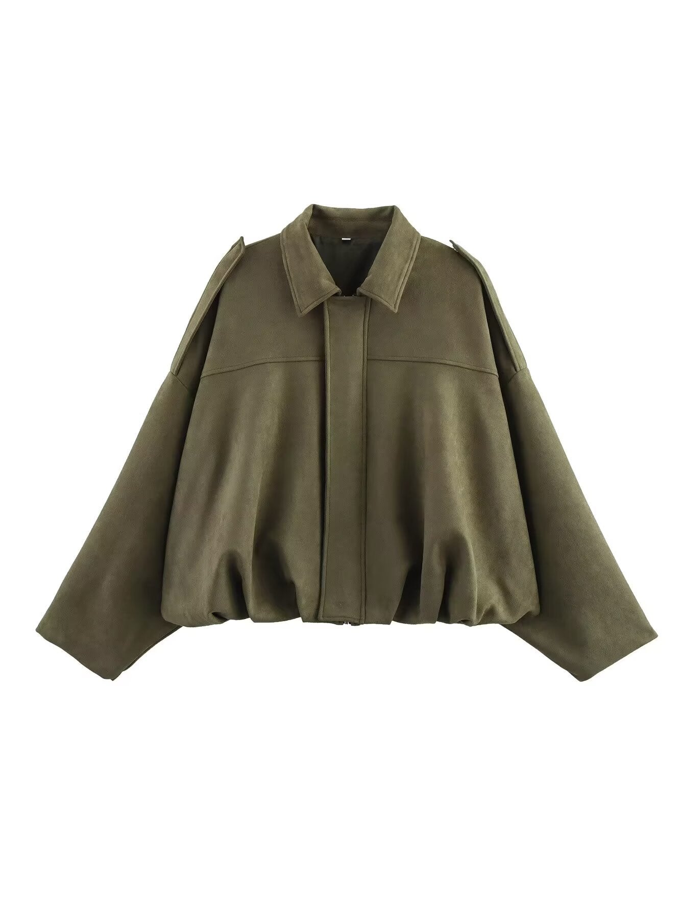Women's Oversized Jacket with Casual Cut and Detachable Collar WW