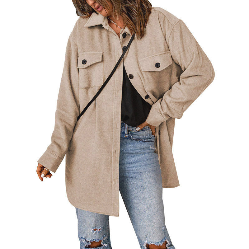 WW | Damen Oversized Shirtjacke mit Taschen