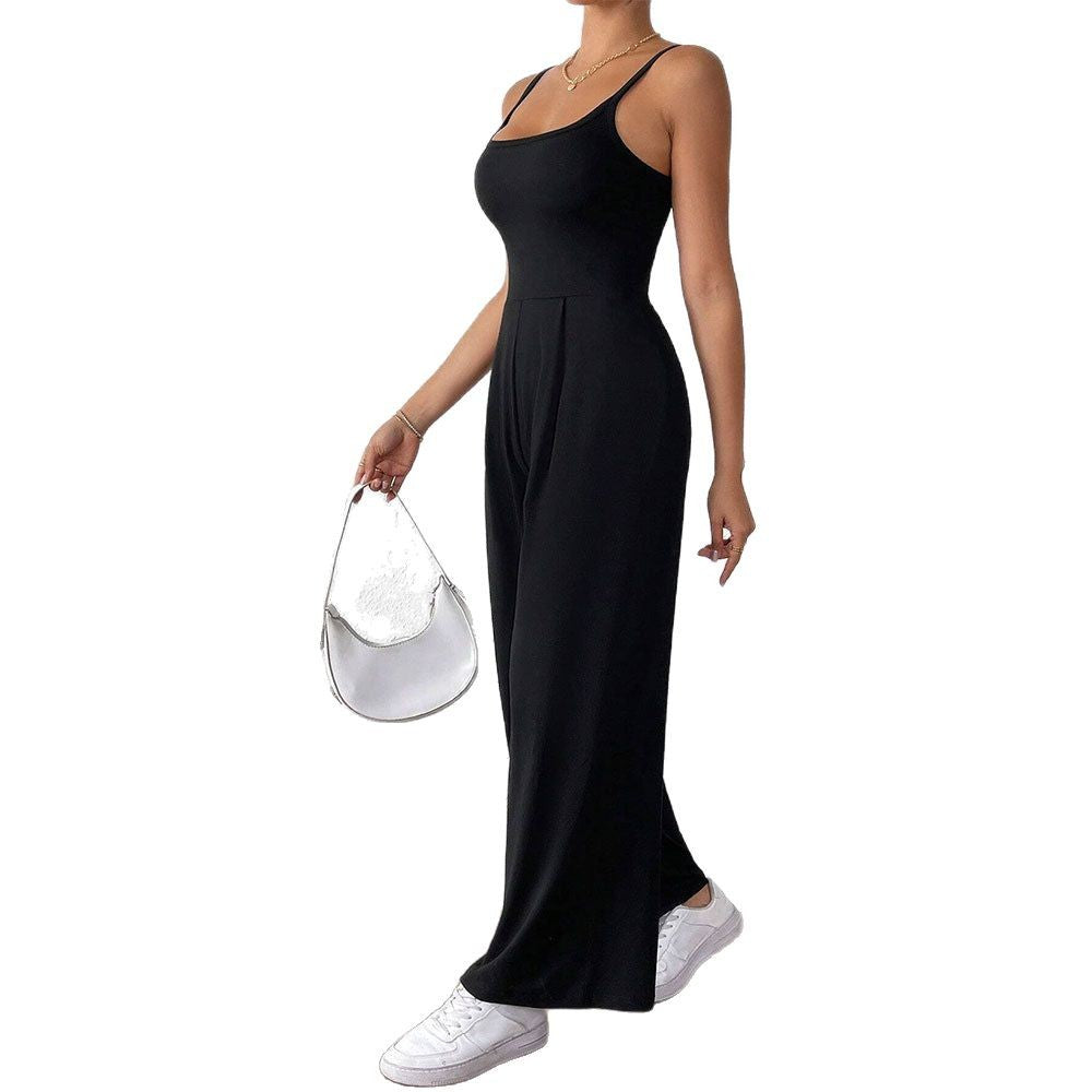 Women's casual jumpsuit with slim spaghetti straps and flowing cut W&W