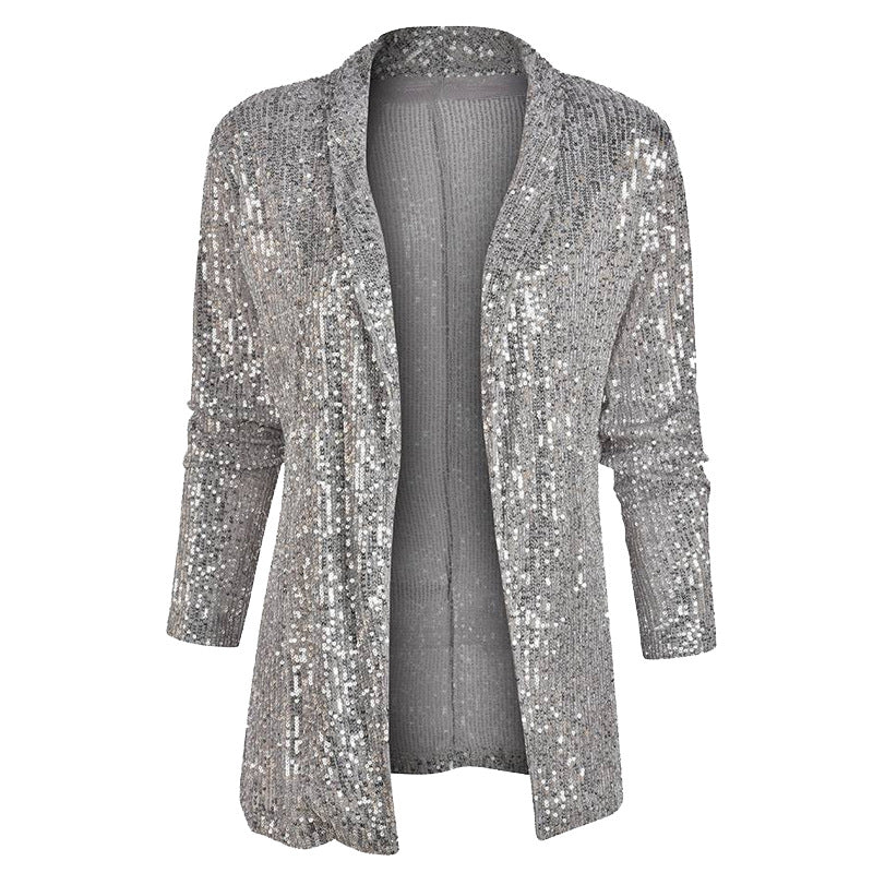 Damen Glamouröser Pailletten-Blazer WW