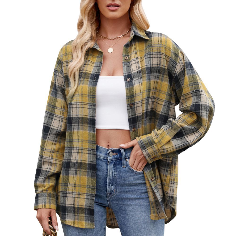 Damen Karierte Oversized Hemdbluse WW