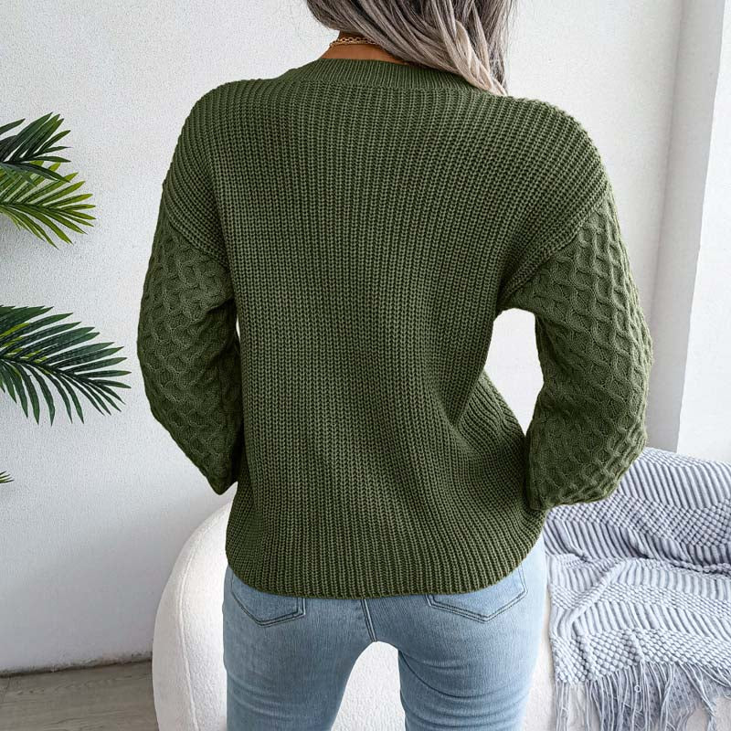 WW | Schlichter Pullover Aus Einfarbigem Strickdesign