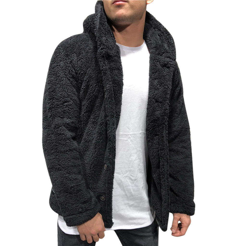 WW | Jacke mit Kapuze aus Plüschfleece, lockere Passform, Knopfleiste vorne