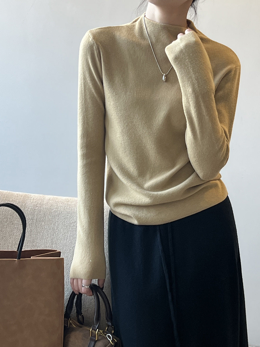 WW Halbturtleneck gebürsteter Soft-Touch-Pullover