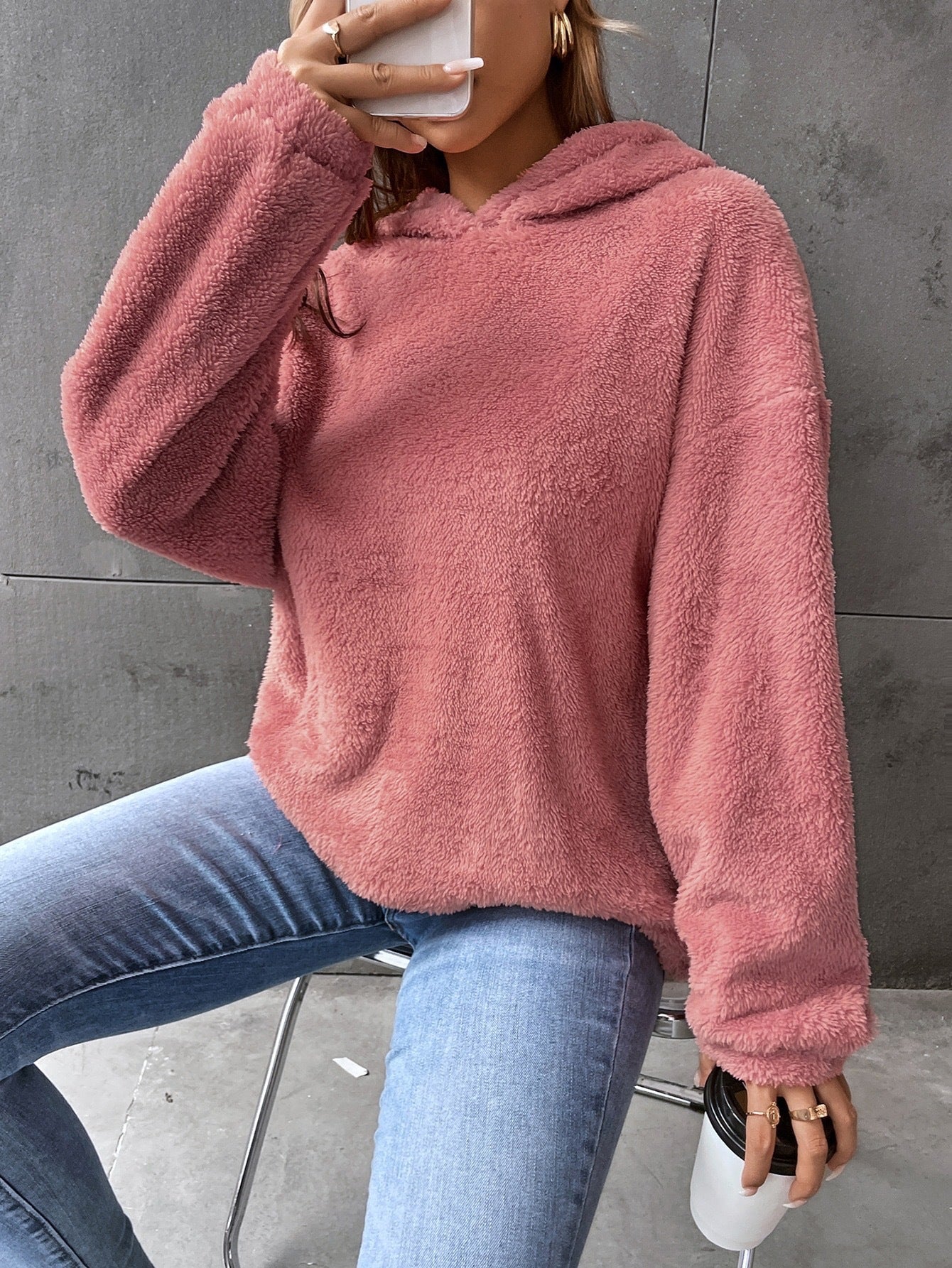 WW | Hooded Fleece Oversized Fit Cropped Length Long Sleeves