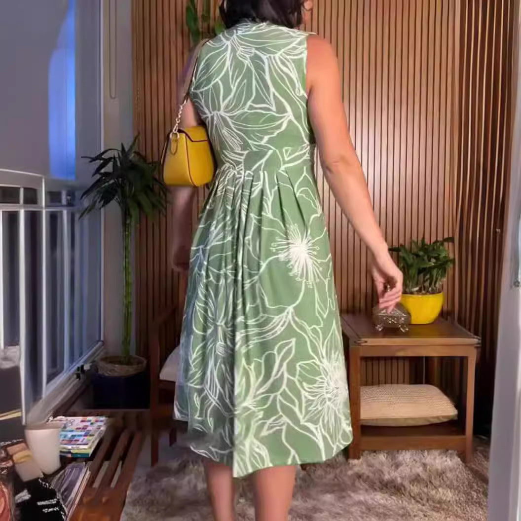 Damen Floral geschnittenes Wickelkleid mit tiefem V-Ausschnitt WW