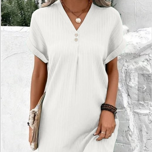 Damen lässiges Midi-Kleid mit Knopfdetails WW