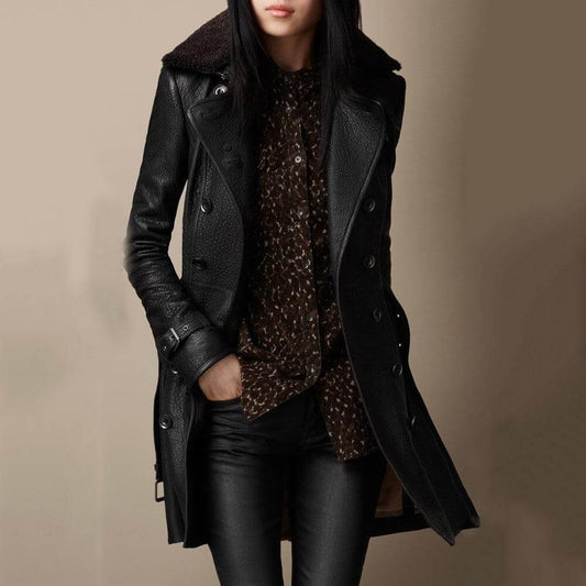 WW | Breasted Kunstledermantel - Sleek & Edgy - Taillierte Passform - Statement-Oberbekleidung