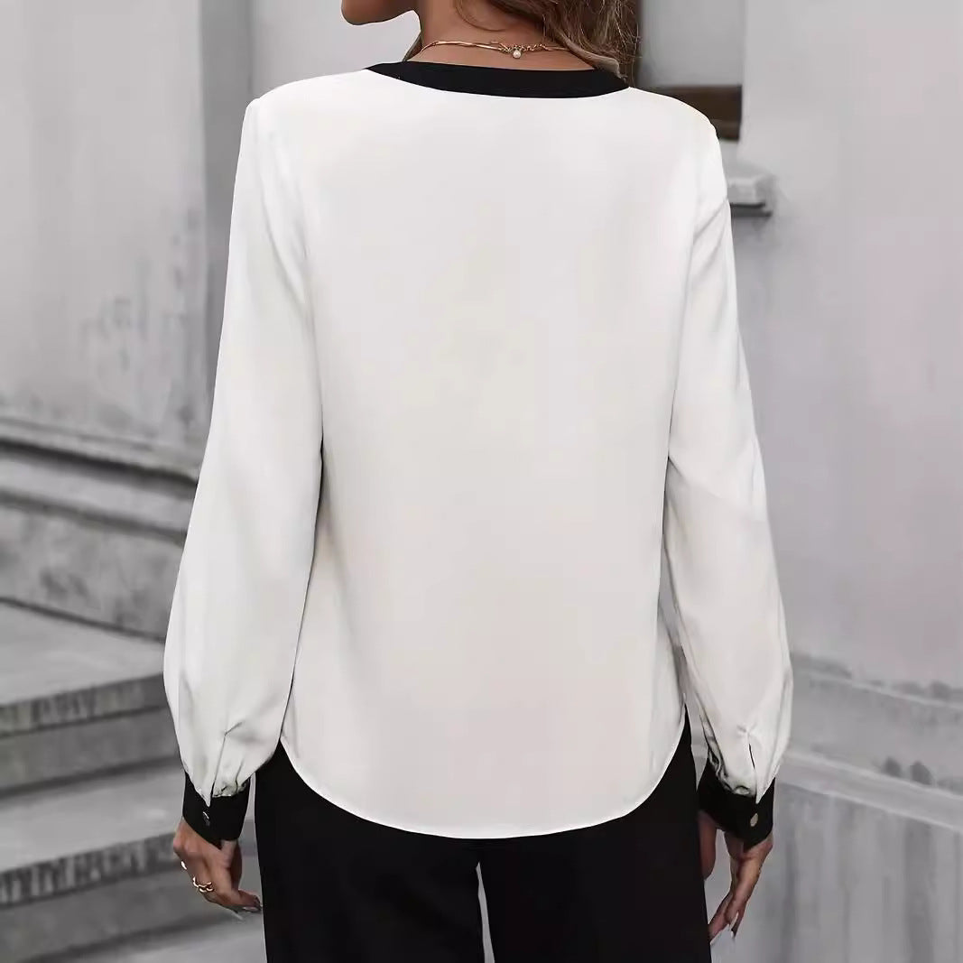 Ladies' elegant blouse with contrasting details WW