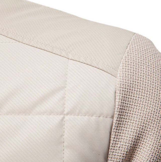 WW | Men's Winter Quilted Jacket With Ribbed Cuffs And Zipper Closure