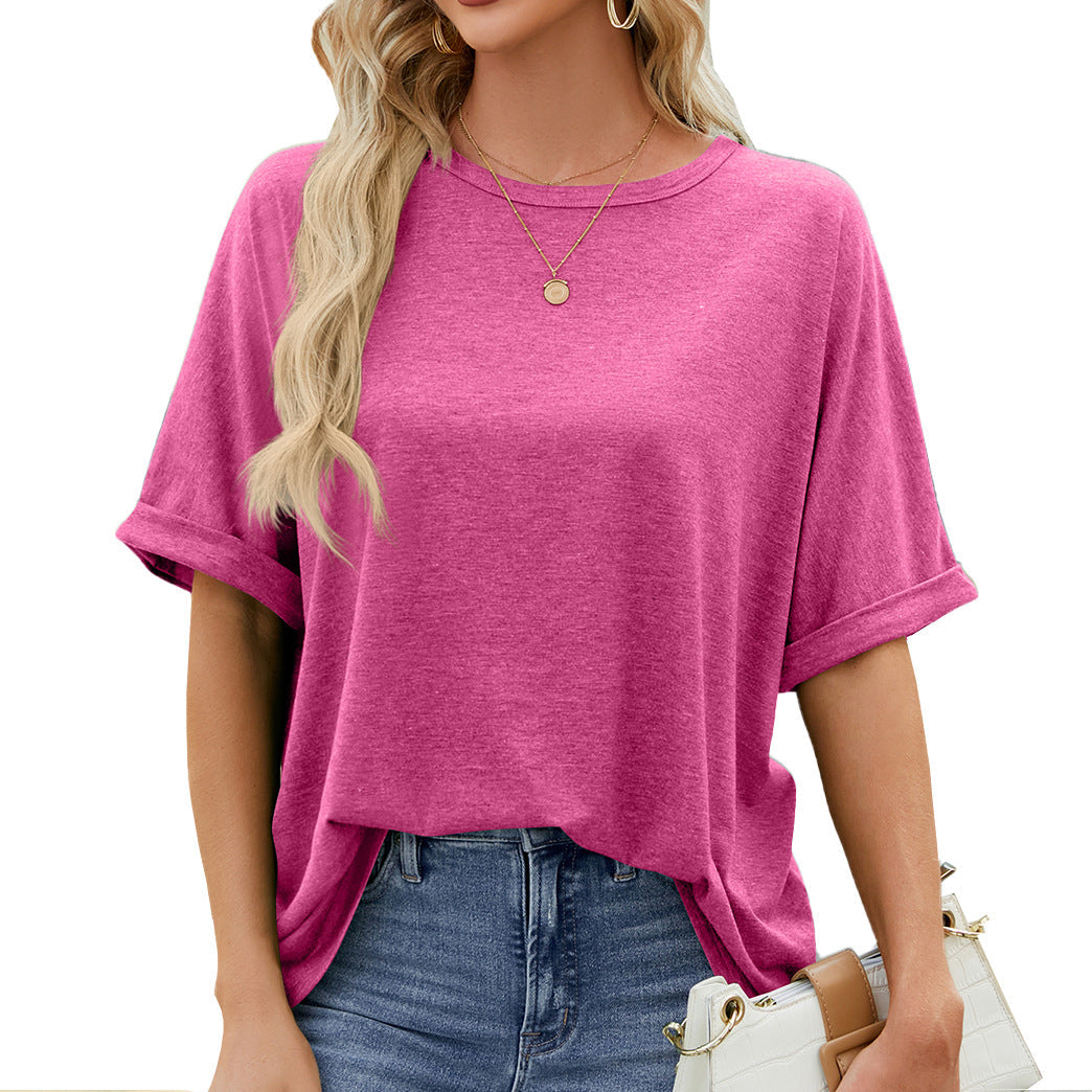 WW | Solid Color Short Sleeve Casual Loose T-Shirt