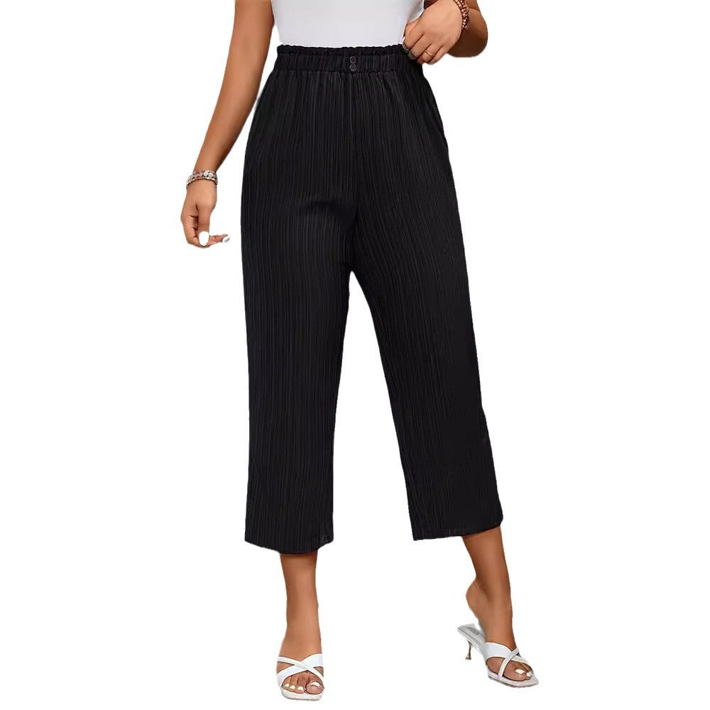 Damen Elegante und luftige Plisseehose mit elastischem Bund W&W