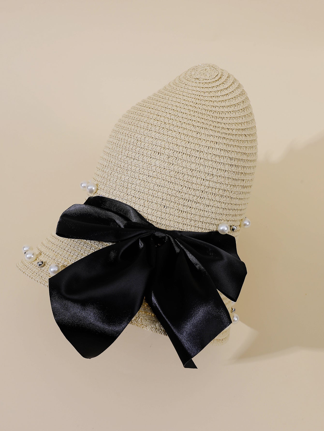 Damen Eleganter Strohhut mit breiter Krempe und dekorativem Satinband WW