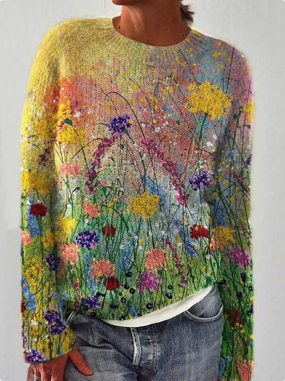 WW | Floral Print Knitted Sweatshirt - Soft, warm & stylish