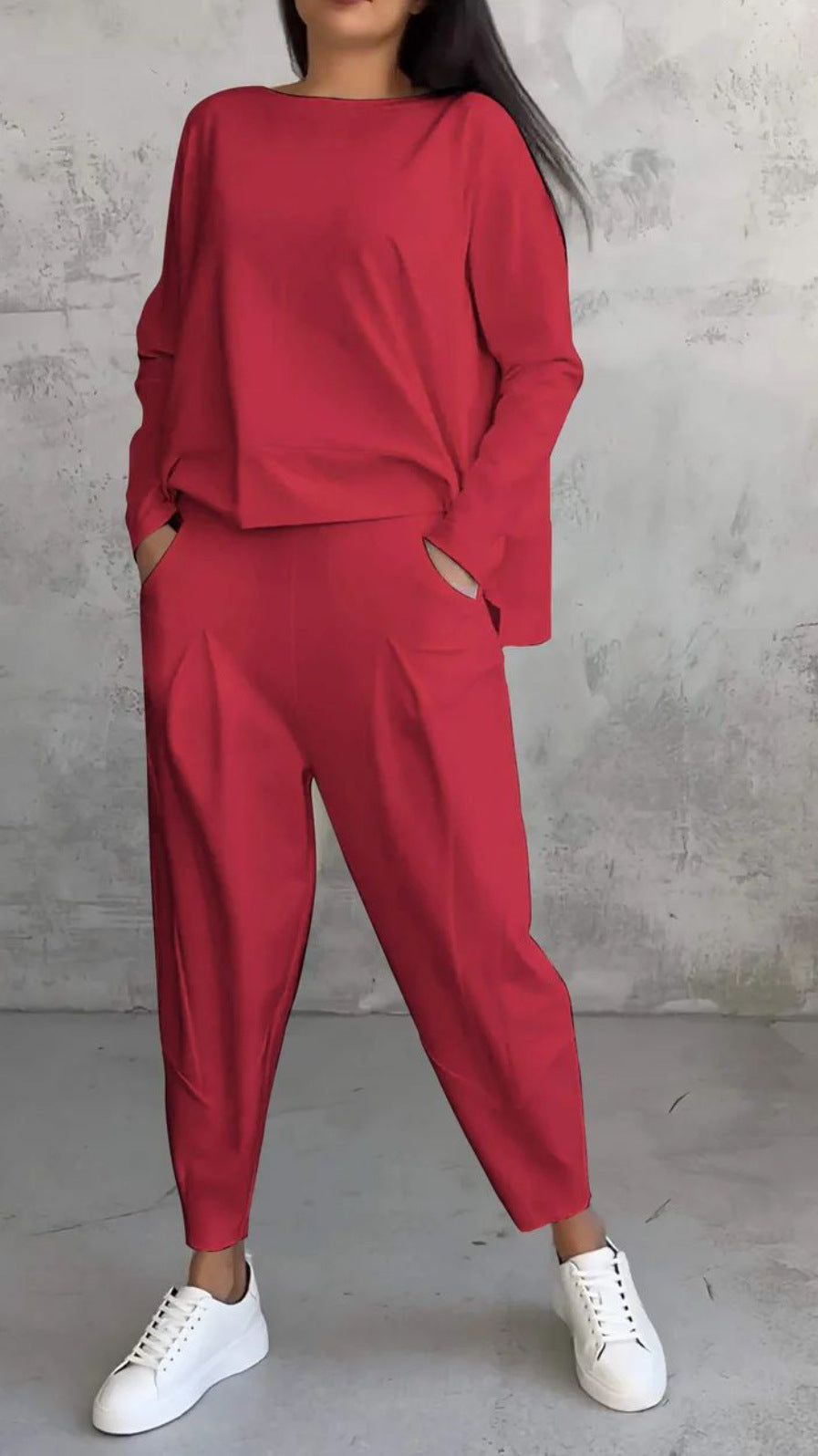 Women's casual two-piece set with a wide cut and pockets