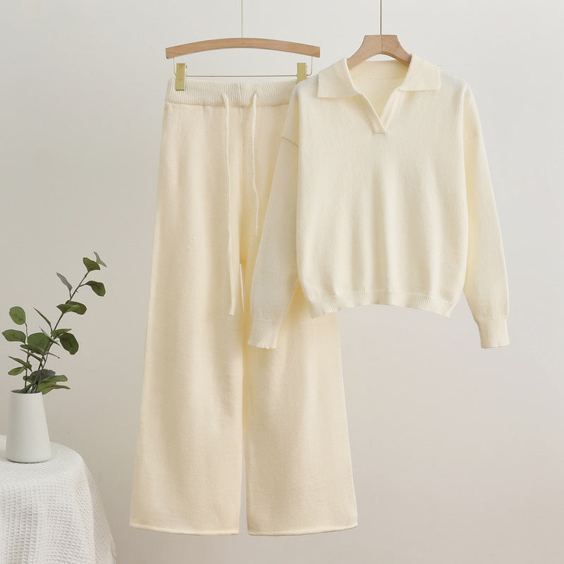 WW | Reverskragen Top und Kordelzug Weite Hose Set