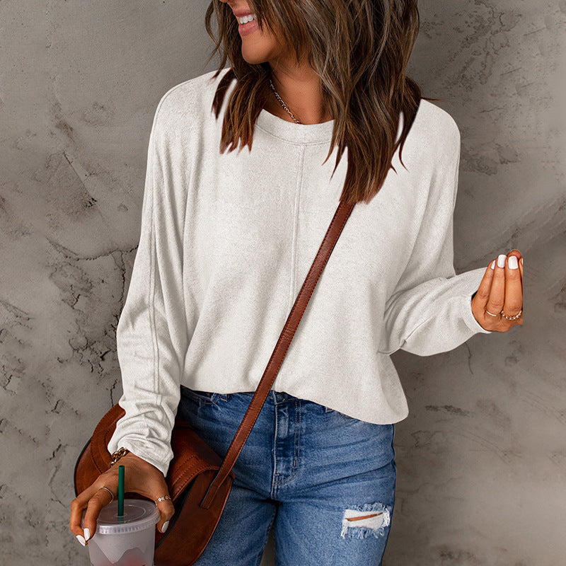 Damen lässiges Sweatshirt mit weitem Schnitt und strukturiertem Material WW