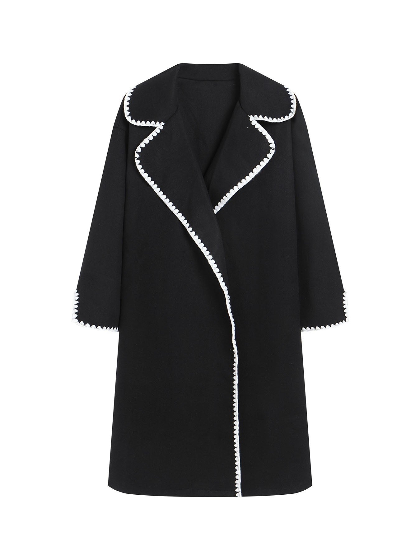 WW | Windbreaker Jacket Oversized Fit Wool Wide Lapel Shell Embroidery