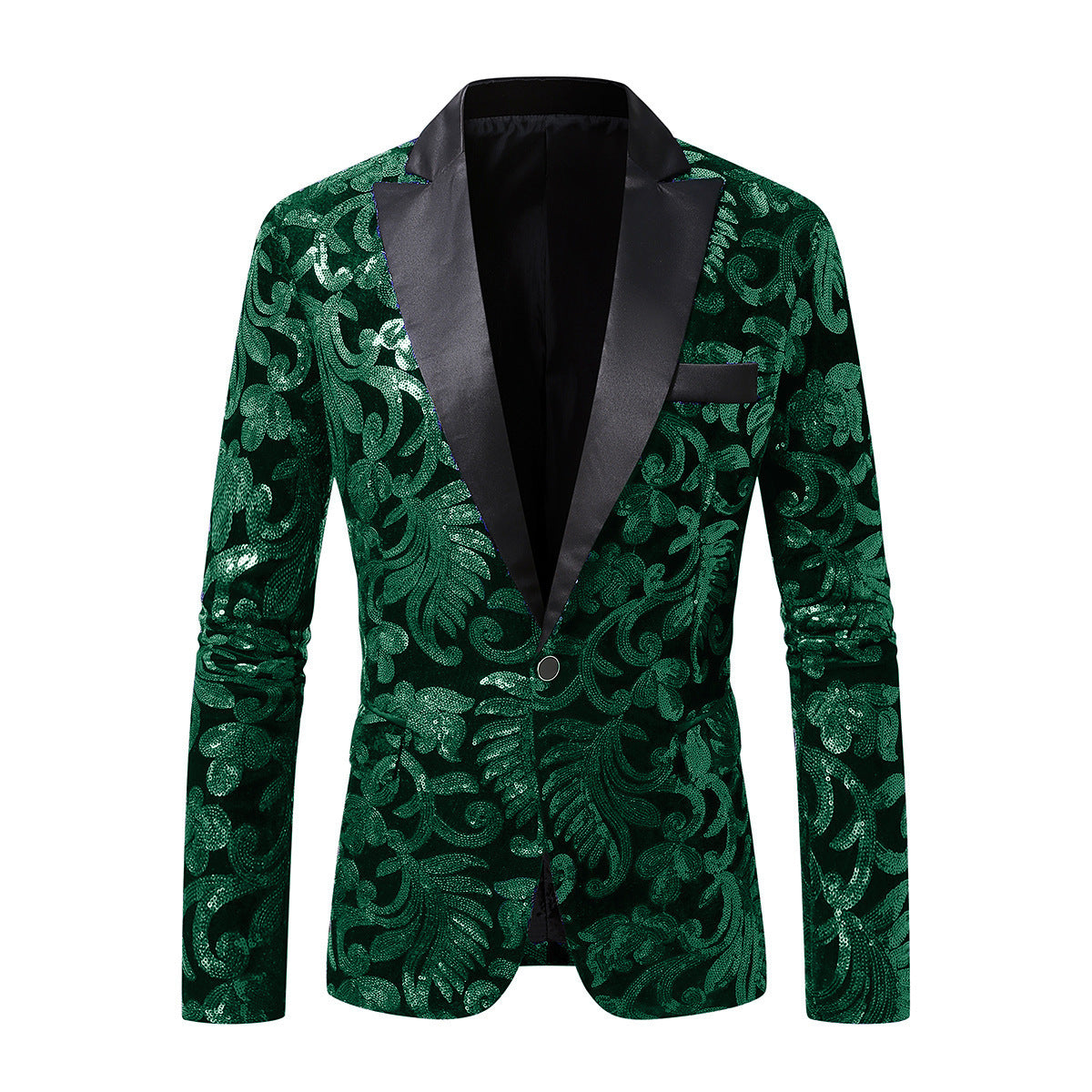 Herren eleganter Pailletten-Blazer im luxuriösen floralem Design WW