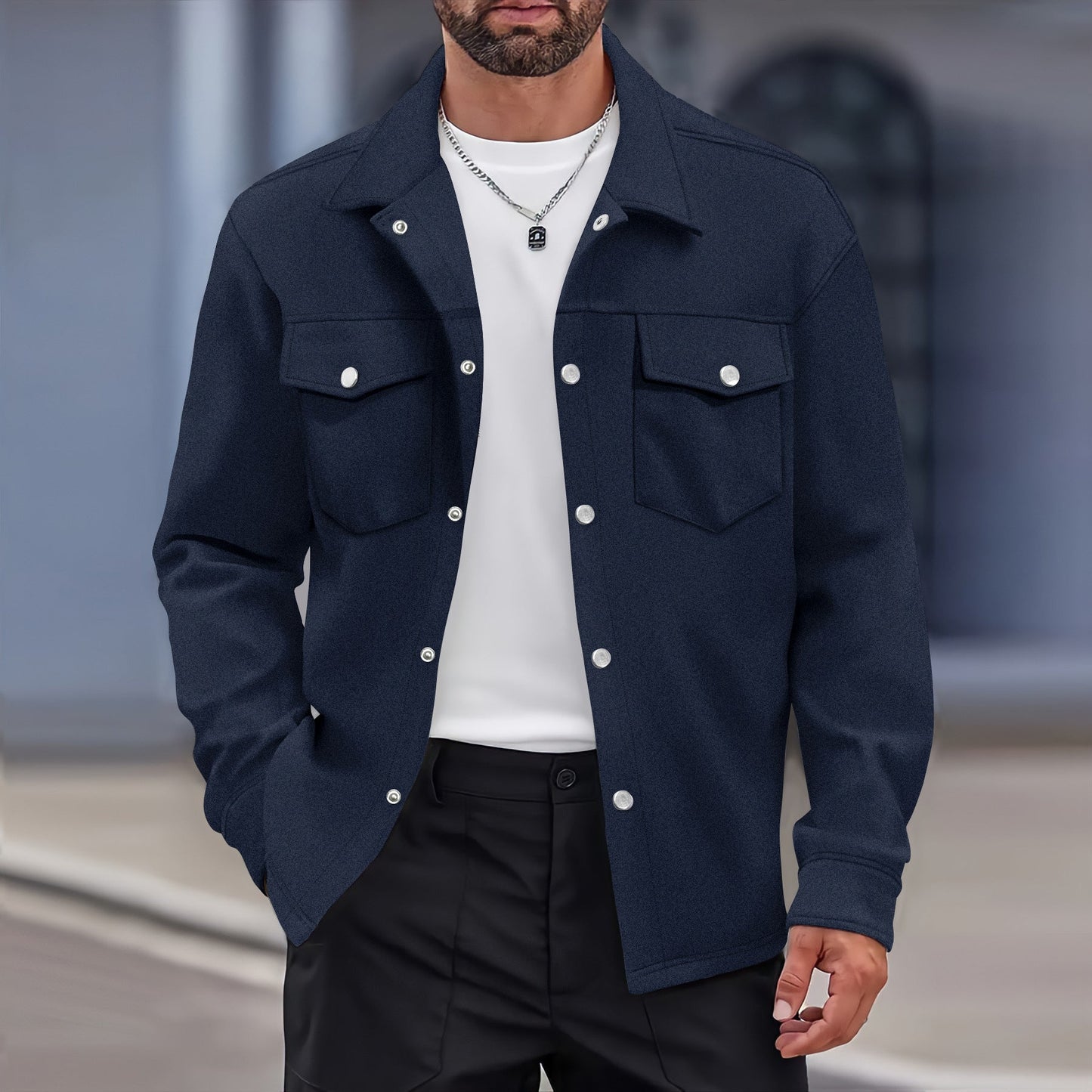 WW | Modern Fit Wool Feel Button Closure Chest Pockets