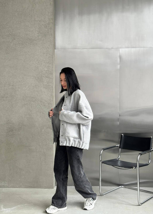 WW | Oversized Fleece Druckknopfjacke
