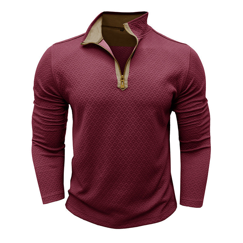 WW | Cotton Knit Sweater Regular Fit Half-Zip Textured Pattern