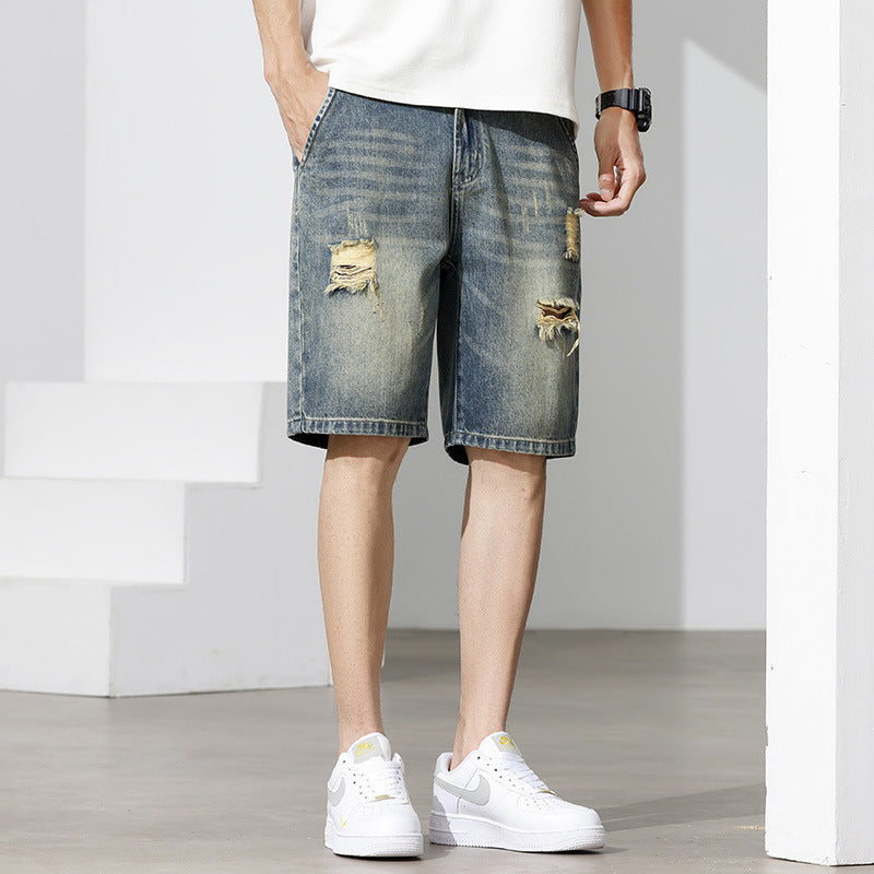 Men's denim shorts with a stylish distressed effect and a casual cut WW