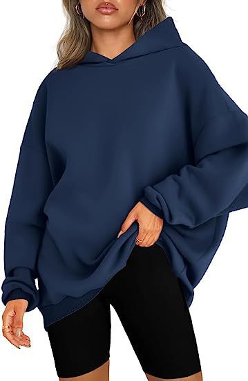 Damen oversized Kapuzenpullover mit seitlichen Schlitzen WW