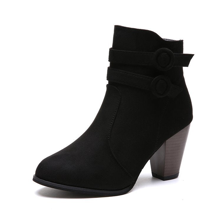 Damen Ankle-Boots mit dekorativen Riemen und elegantem Absatz W&W