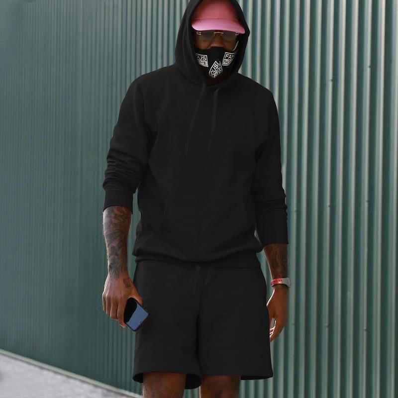 Men's sporty hoodie and shorts set made of high-quality sweatshirt fabric WW
