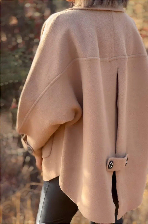 Women's soft wool jacket with shoulder yoke and button details WW