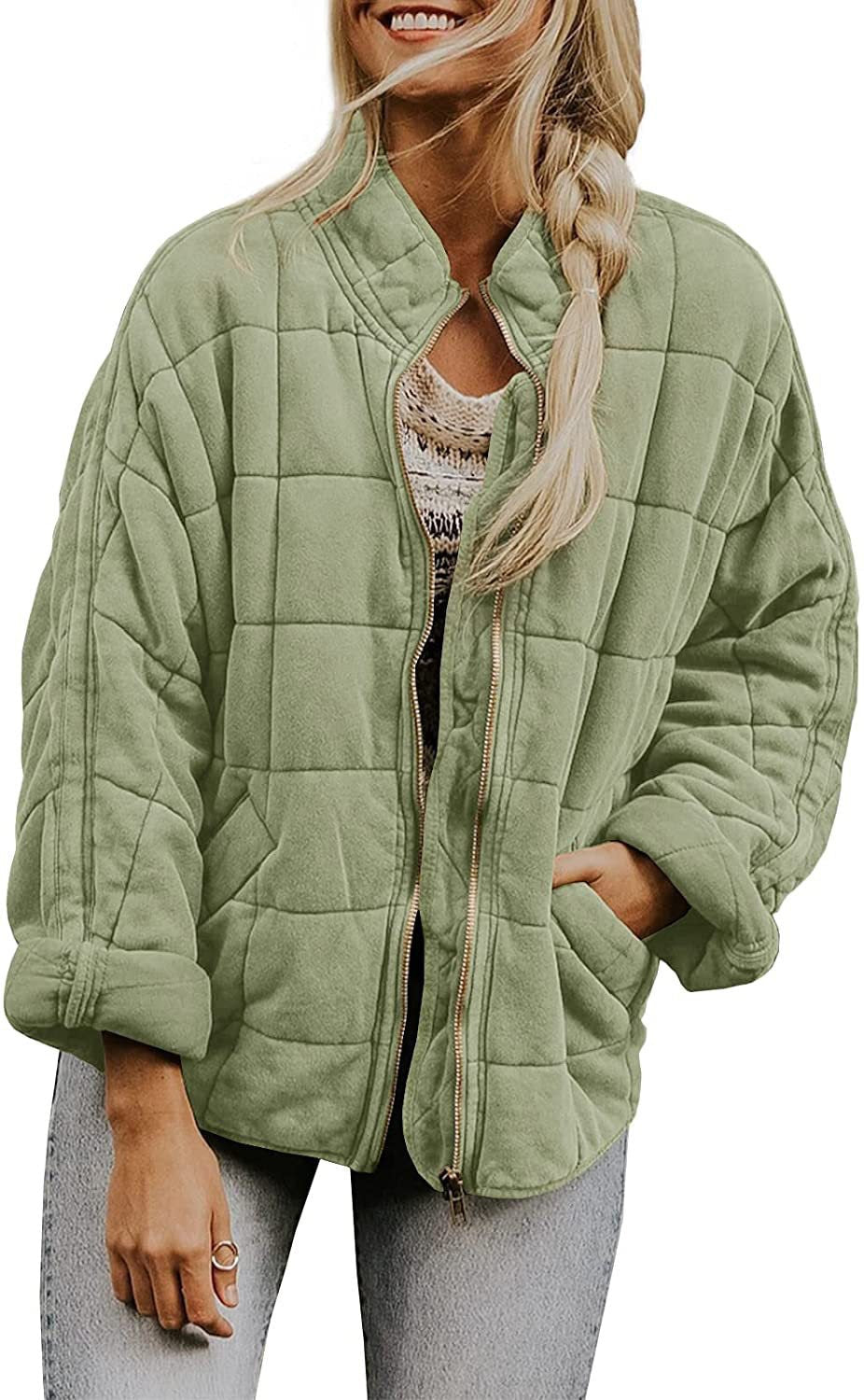 Women's Quilted Hooded Jacket with Zipper and Pockets WW