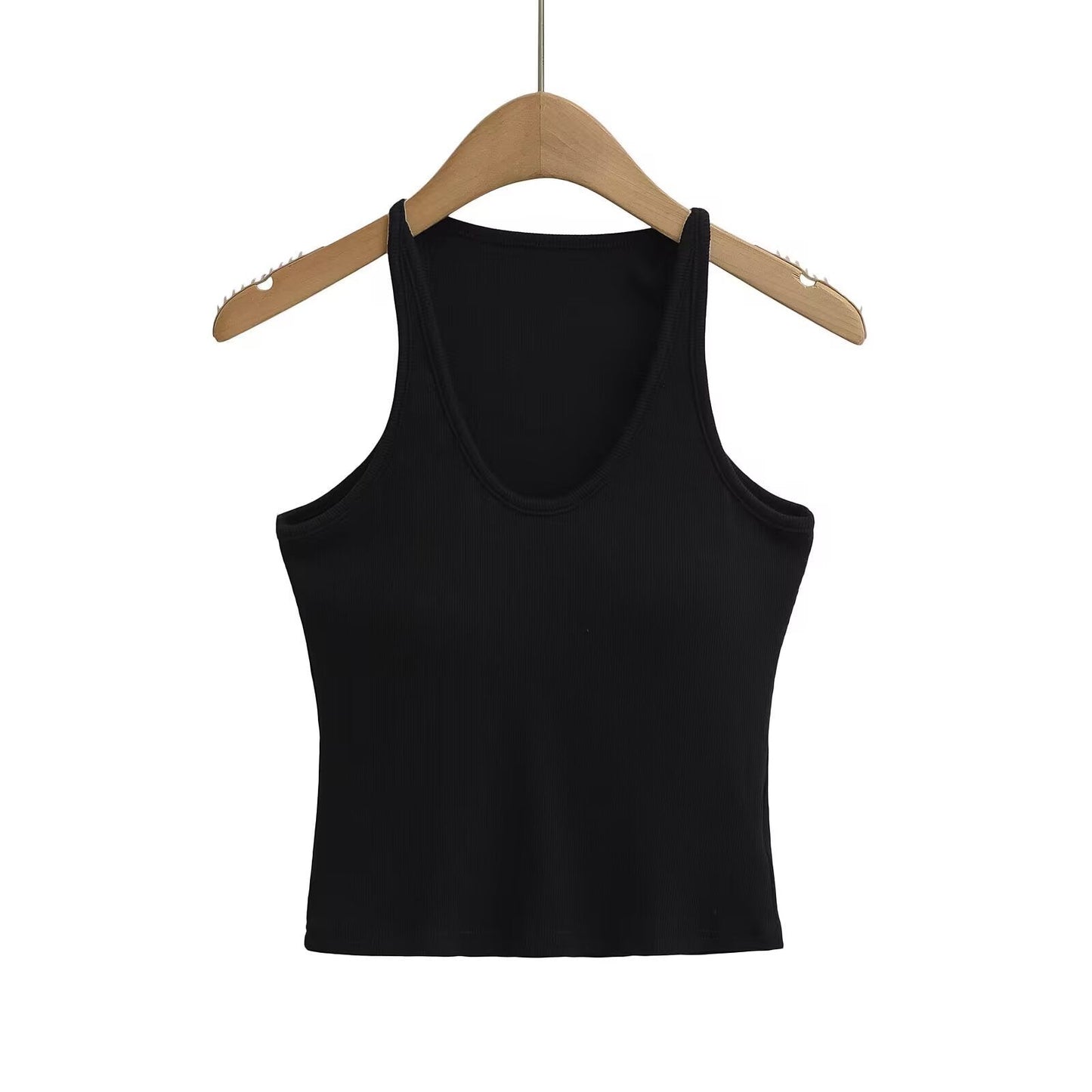 Damen ärmelloses Sporttop mit tiefem U-Ausschnitt und elastischem Material WW