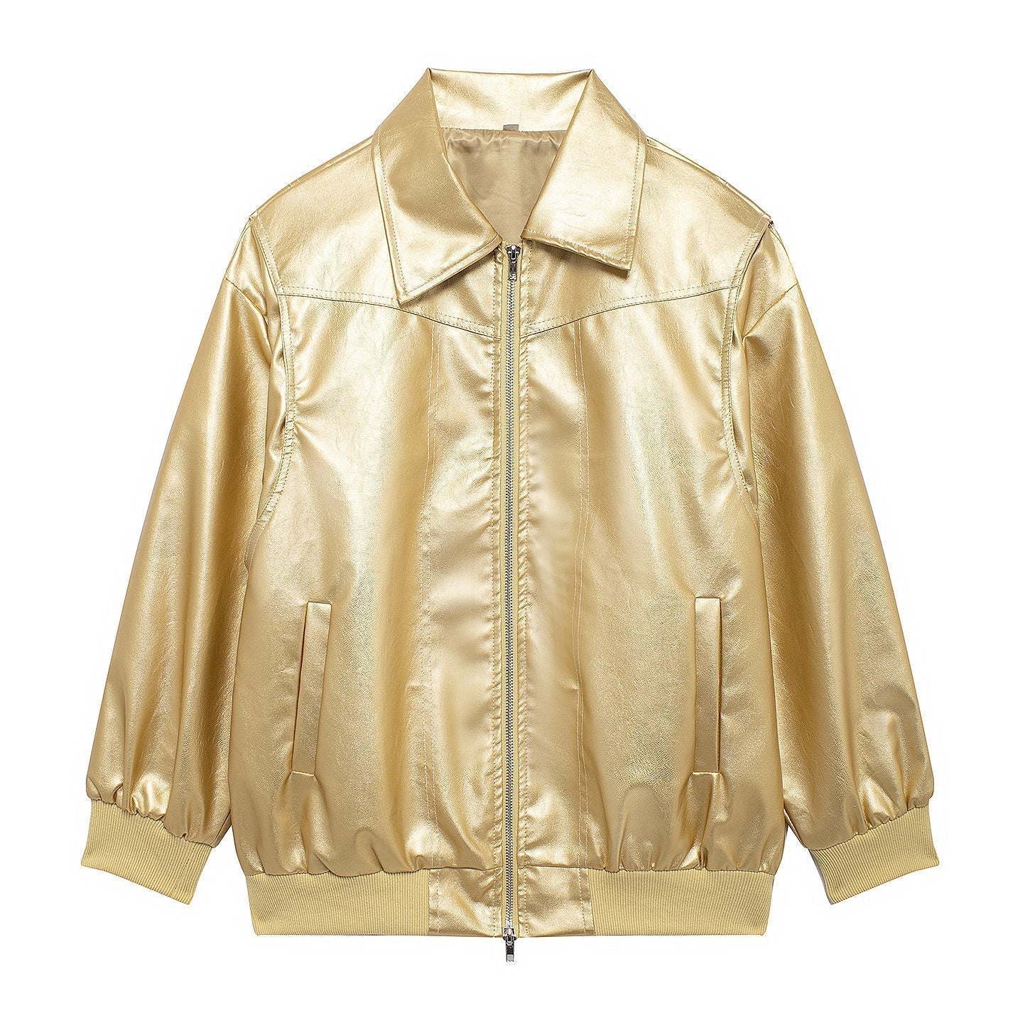 WW | Damen Faux Leder Jacke Elastische Ärmel