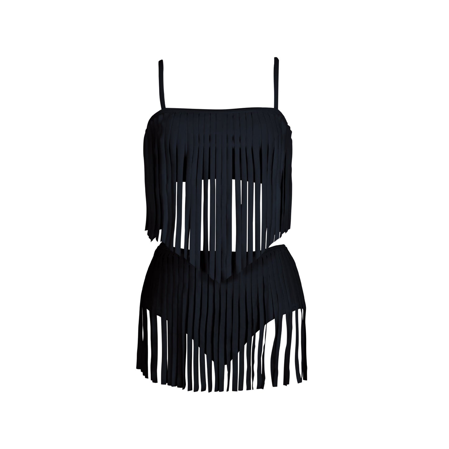 Damen Fransen-Bikini-Set mit modischem Oberteil und figurbetontem Unterteil WW
