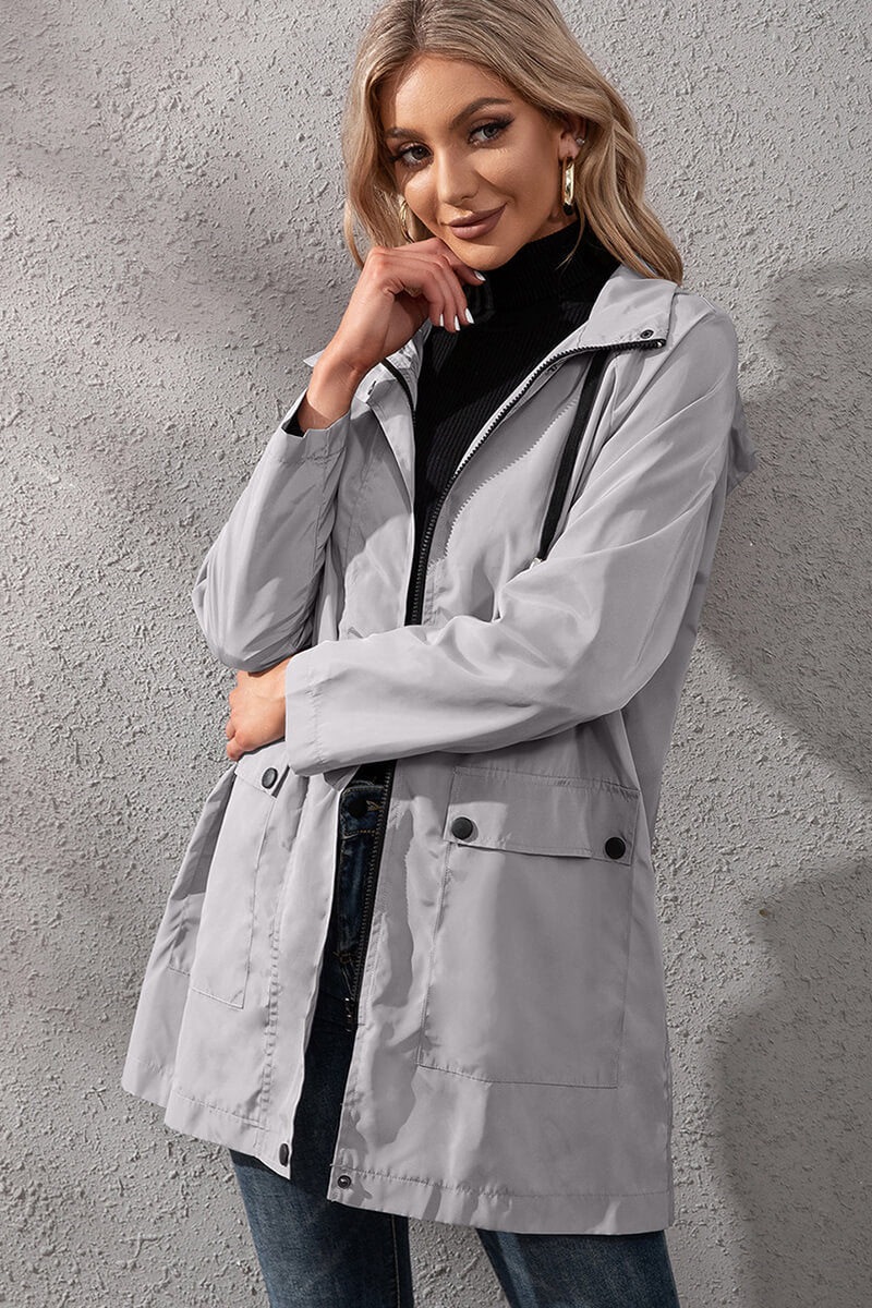 WW | Hooded Rain Jacket - Adjustable Waist - Water-Repellent - Casual Outerwear