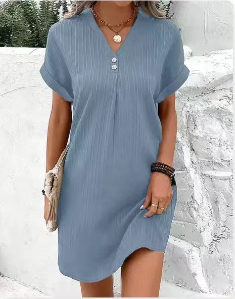 Damen lässiges Midi-Kleid mit Knopfdetails WW