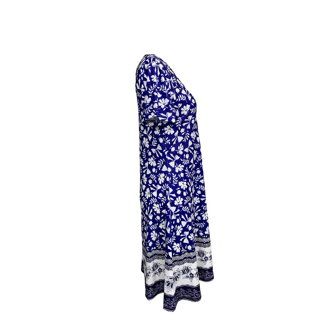 Damen Freizeitkleid mit verspieltem Blumendruck und praktischen Taschen WW