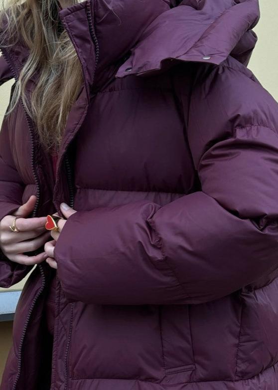 WW | Burgundy Puffer Jacket - Luxe Winter Comfort