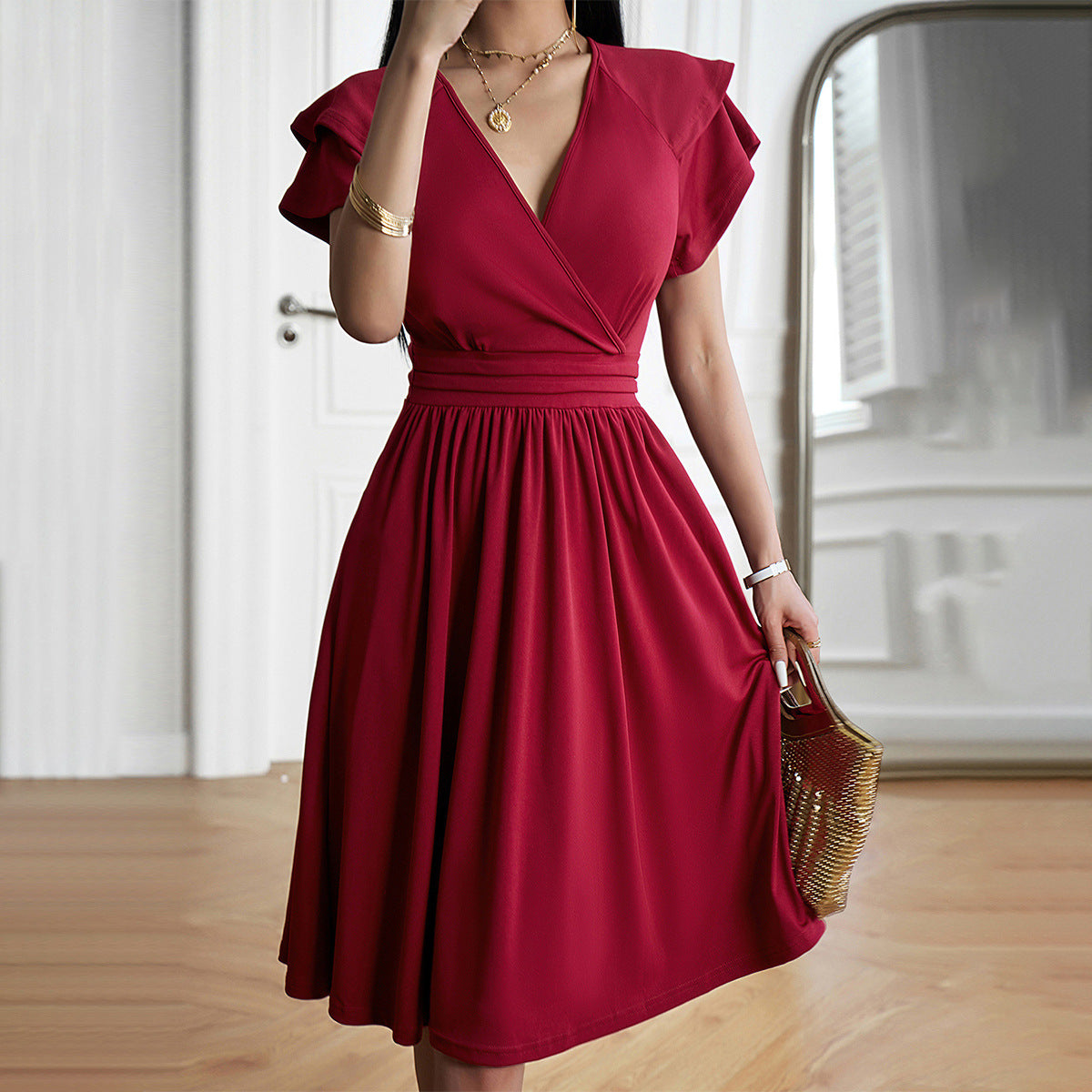 WW | Elegantes Midi-Kleid mit V-Ausschnitt