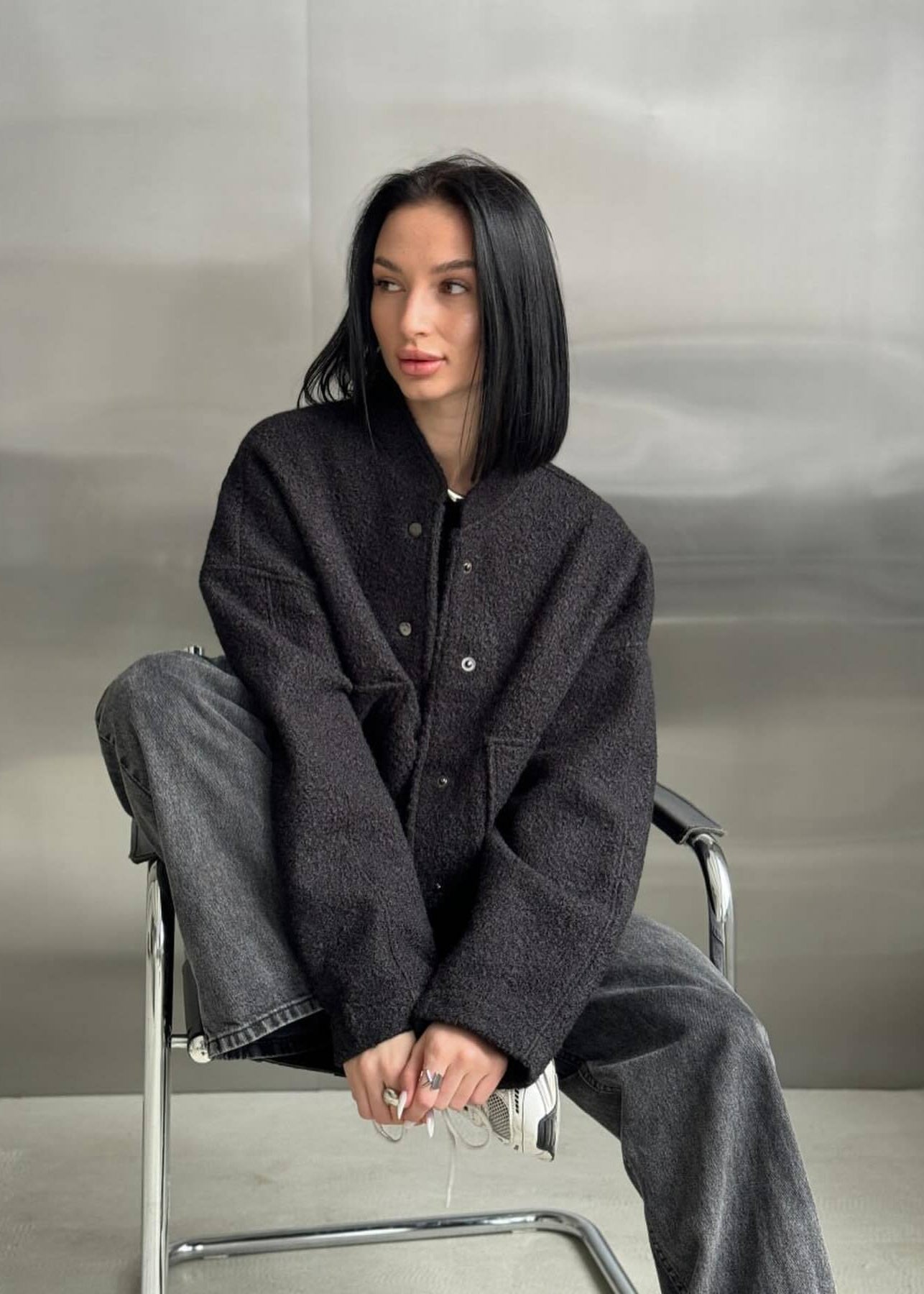 WW | Oversized Fleece Druckknopfjacke
