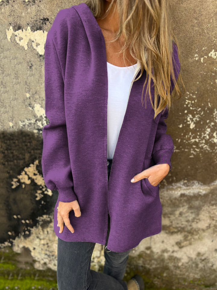 WW | Hooded jacket Cotton blend Casual fit Zipper Casual style