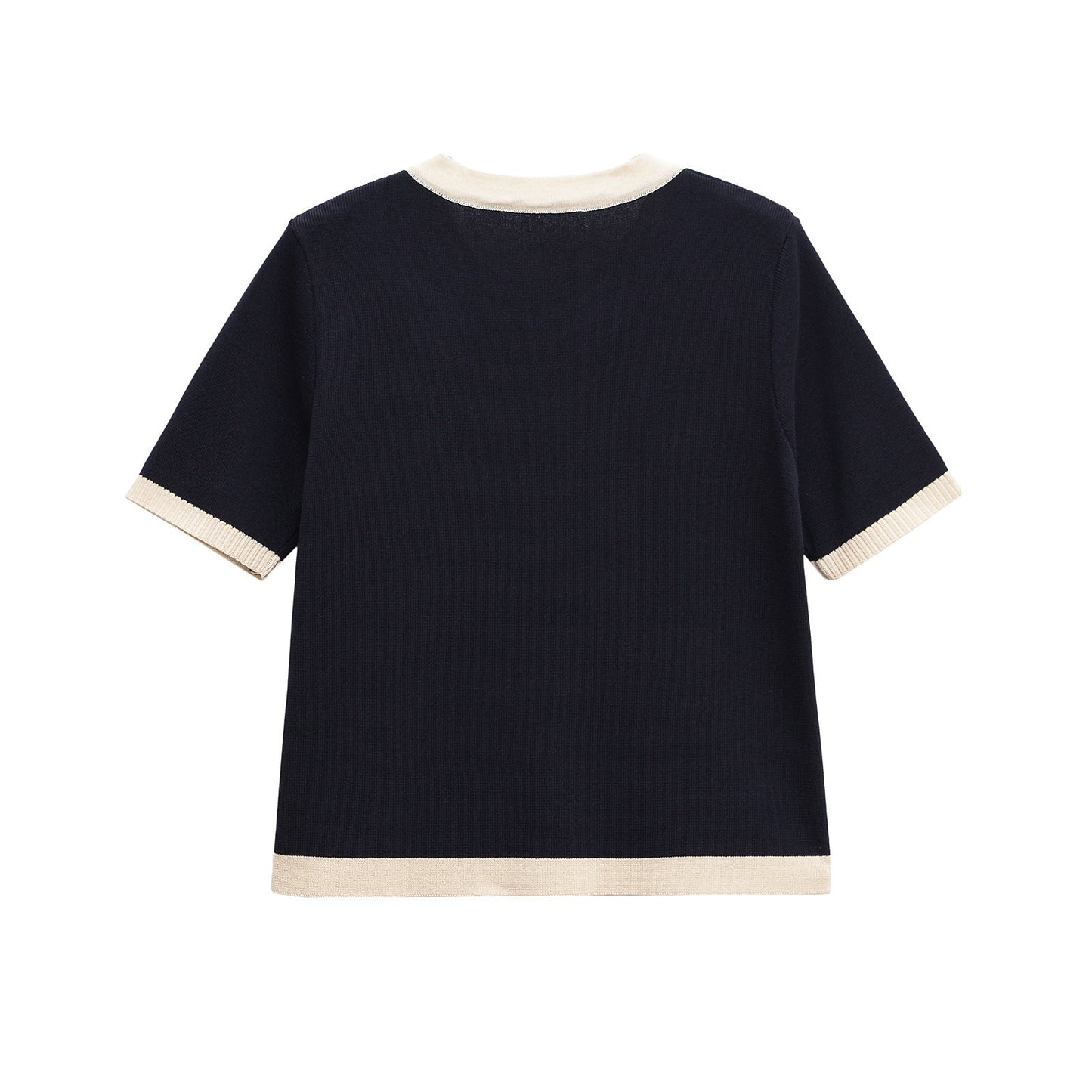 Damen Kurzarm Strickoberteil mit dekorativen Knöpfen und modernem Design WW